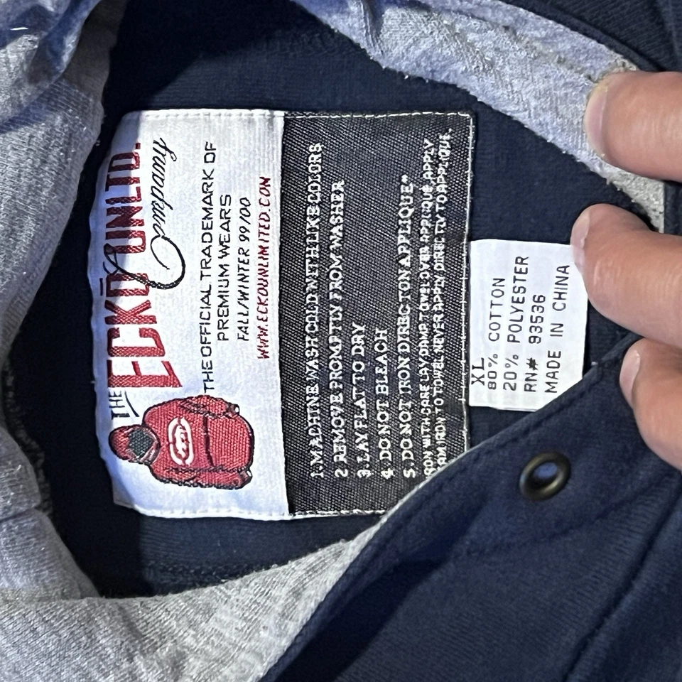 Vintage ECKO Unltd Hoodie Mens XL Navy Oversized Giant Logo Rhino Skater Y2K - Image 3 of 4
