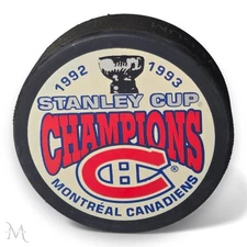 Montreal Canadiens 1992-93 Stanley Cup Champions Puck Official In Glas Co Retro