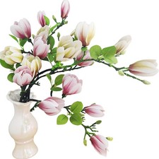 Elegant Artificial Magnolia Flower Stems Not Included Vase , Half-Bloom Faux ...