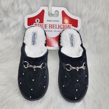 True Religion Faux Fur Bling Slippers Womens Size. S 5-6 NEW.