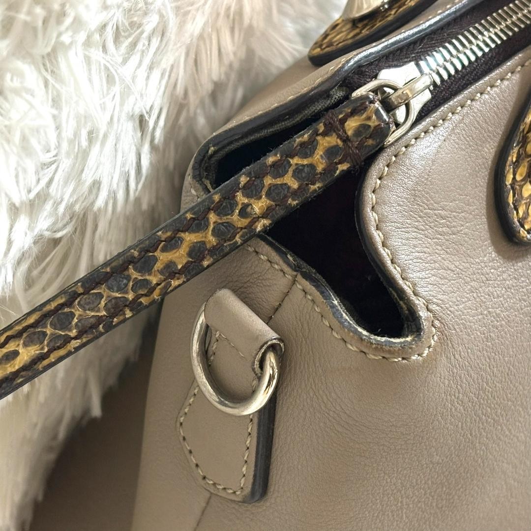 FENDI Visaway Python Shoulder Bag Gray Leather Me… - image 8