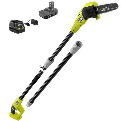 #ad RYOBI ONE 18V 8 in. Cordless Oil Free Pole Saw with 1.5 Ah Battery and Charger $134.99