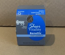 L’eggs Sheer Vitality Benefits Suntan Q Control Top Pantyhose Sheer Toe 93984 