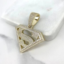 3.10 Ctw Round Cut Real Moissanite Superman Pendant 14K Yellow Gold Plated.