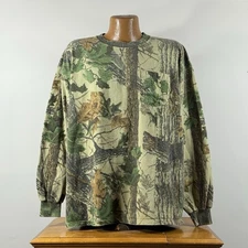 Vintage Jerzees Camo Shirt Outdoors Realtree Pattern Long Sleeve Mens Size 2XL