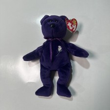 Princess Diana Ty Beanie Baby Purple Bear 1997 PE Pellets w/ Heart Tag