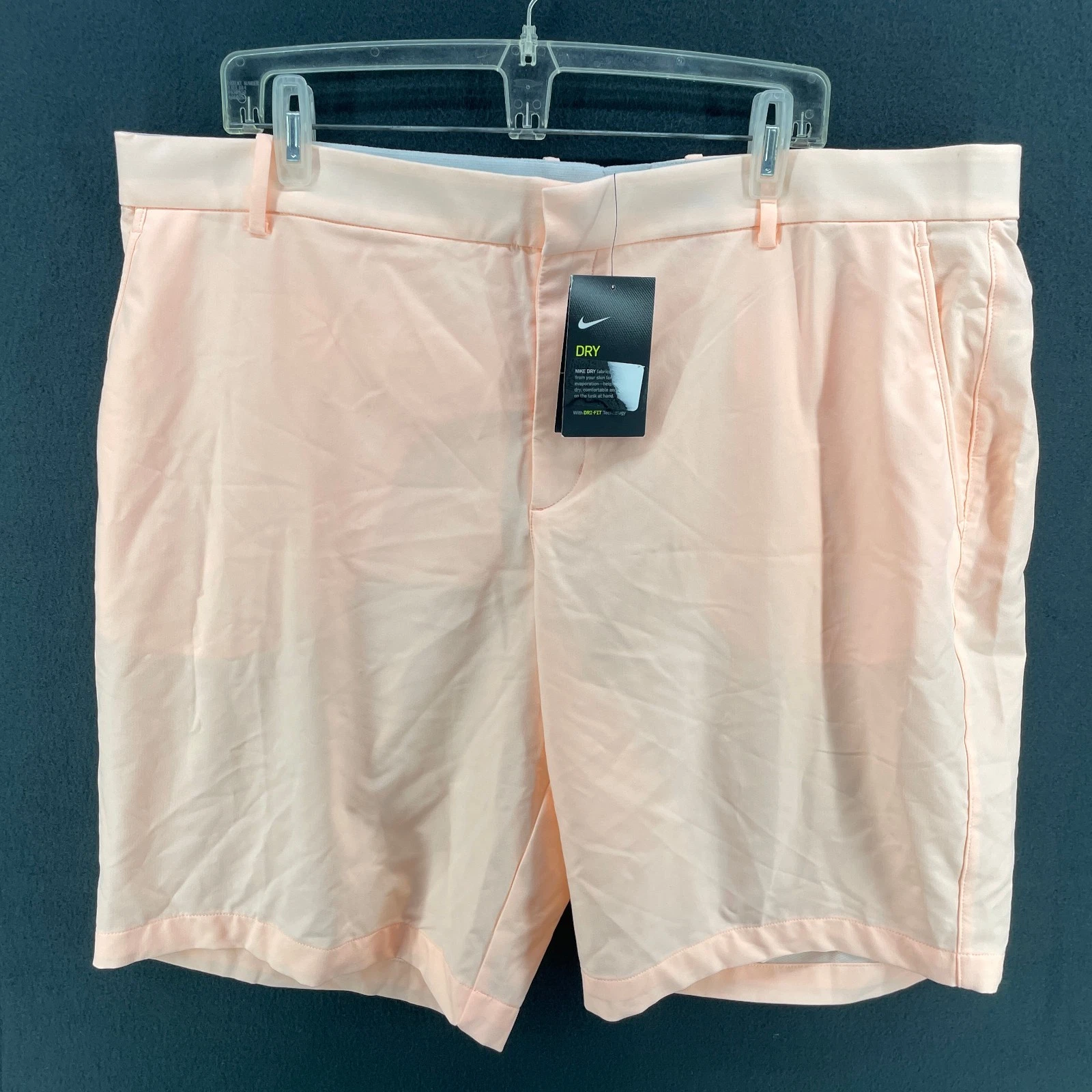 Nike Golf Shorts 42 Mens Coral Pink Dri Fit Standard Chino Swoosh Flat Front NWT