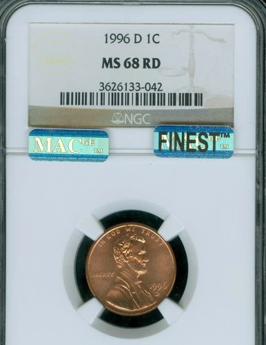 1996 D LINCOLN CENT NGC MS68 RED PQ MAC FINEST REGISTRY SPOTLESS  *