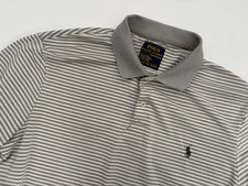 Polo Ralph Lauren Performance Men's Gray White Striped Polo Shirt, Size XL