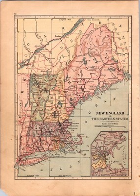 New England The Eastern States 1875 Map TK3