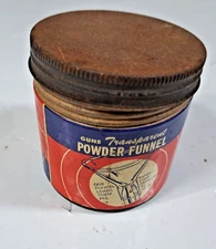 Vintage Guns Transparent Powder Funnel In Original Cardboard & Tin Container USA