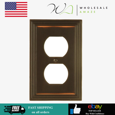 AMERELLE 84DVB Steps Single Duplex Cast Metal Wallplate in Aged Bronze