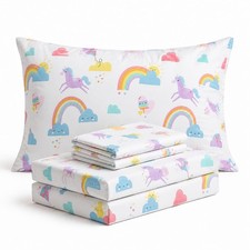 Rainbow Unicorn Full Bed Sheet Set Kids Girls Microfiber Soft 4 Piece