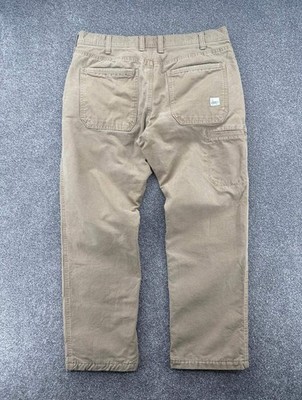 Vintage Eddie Bauer Herren Beige Fleece Gefüttert Outdoor Chino Hose-W36'' x L30''