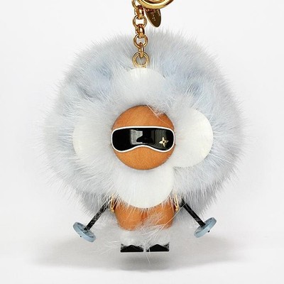 LOUIS VUITTON M67395 Vivienne Bag Charm Skiing Fur Wood Near Mint