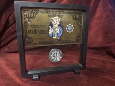 Rare Fallout Pip-Boy 100 Bill Vault-Tec Coin 3D Floating Display