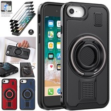 For Apple iPhone 8 4.7 Shockproof Rugged Case Ring Kickstand / Screen Protector