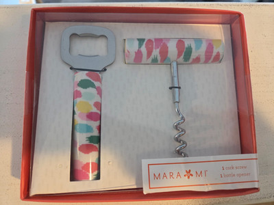 Gift Set-Cork Screw & Bottle Opener MARA MI-Brushed Dots- NEW In Original Box