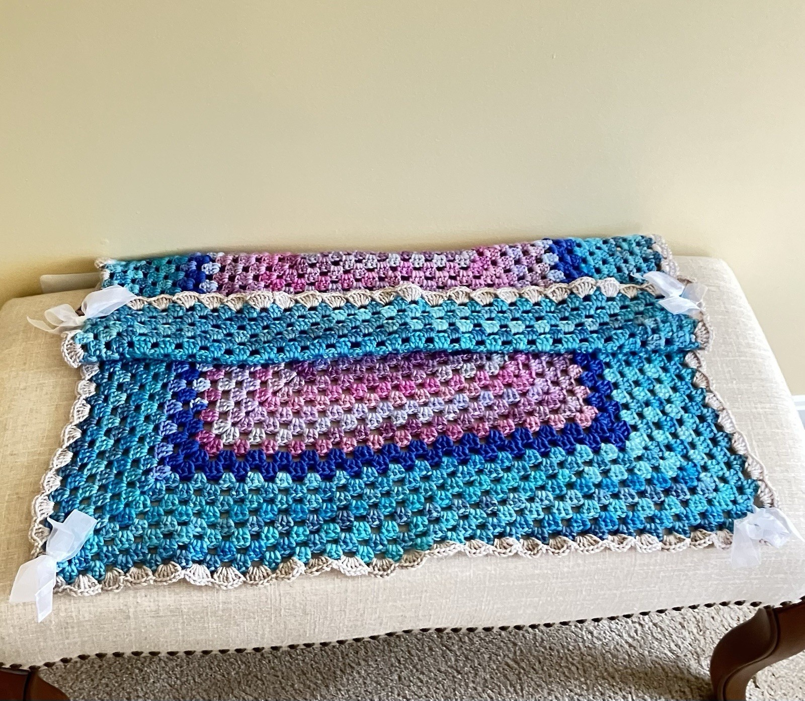 Handmade Crochet Baby Blanket New Unisex Size 28