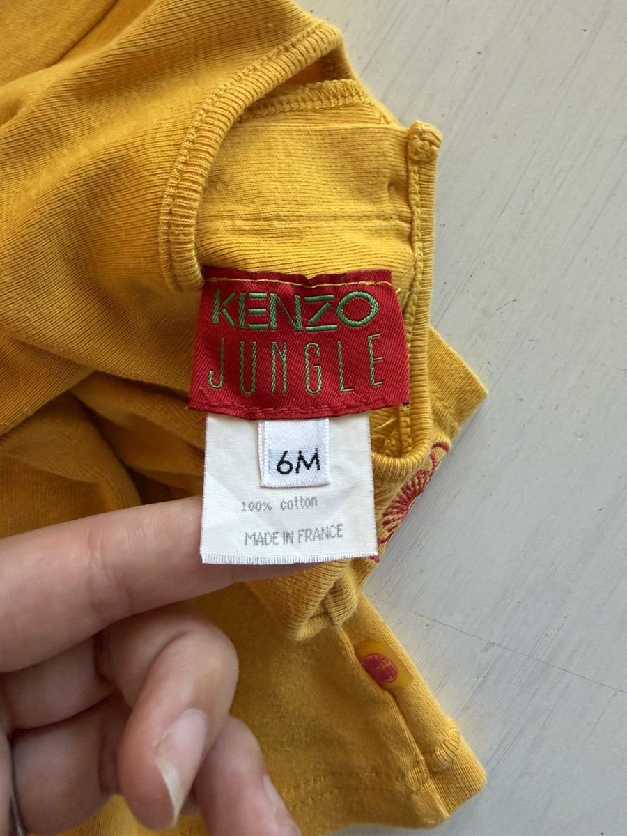 Vintage Kenzo Jungle Baby T-Shirt 6M Made in France Yellow