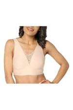 Breezies Women's Invisible Bonded Wirefree Bra with Lace Detail Beige