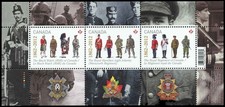 Canada Stamps Souvenir sheet of 3, The Regiments, #2577 MNH