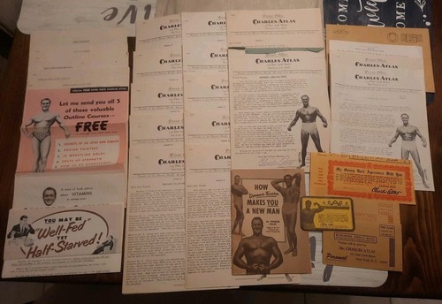 Vintage Charles Atlas Health & Strength Complete 12 Lesson Set + Membership Card