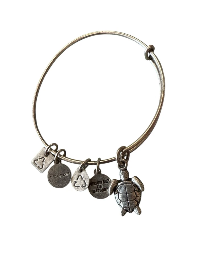 Brazalete enchapado en plata con conciencia de caridad tortuga marina ALEX y ANI Foto 3 de 4