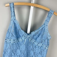 Vintage Y2K Morgan Taylor Intimates Lace Chemise Womens M Light Blue Nighty