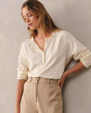 NEW The White Company Organic Cotton Slub Relaxed Henley Top, M, RRP £59