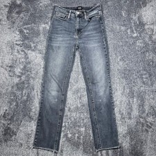 BDG Urban Outfitters Girlfriend High-Rise Jeans Faded Gray Raw Hem Size 25