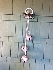 3 Silver Bell Door Knob Hanger Jute Bow Christmas Holiday Wall Hanging Decor
