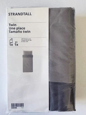 Ikea STRANDTALL Twin Duvet cover and pillowcase, gray/dark gray - NEW