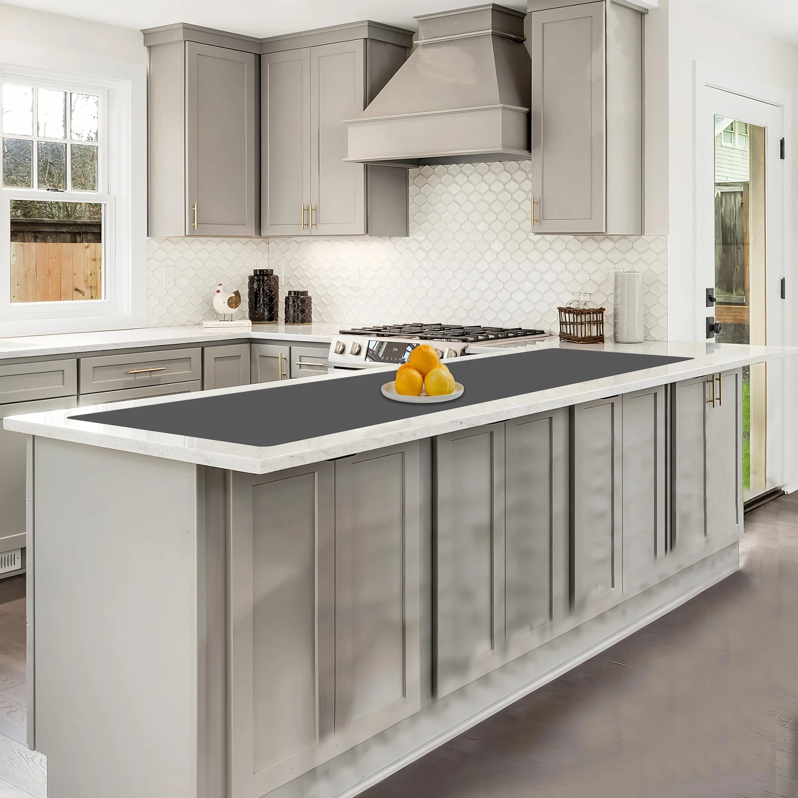 Large Silicone Mats Countertop 78.7x15.7 Inch Heat Resistant Dark Gray Nonslip