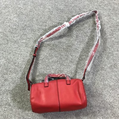 Simply Vera Vera Wang Cylinder Bag Womens Red Vegan Leather Crossbody Handbag