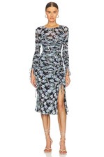 DIANE VON FURSTENBERG NWOT $498 Corinne Ruched Floral-Print Mesh Midi Dress M