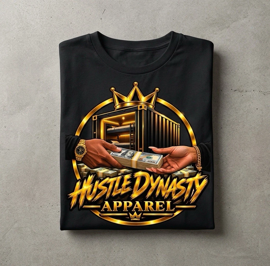 Hustle Dynasty Apparel Men’s M Regular Black Cotton Graphic Logo Crew T-Shirt - product detail image 2