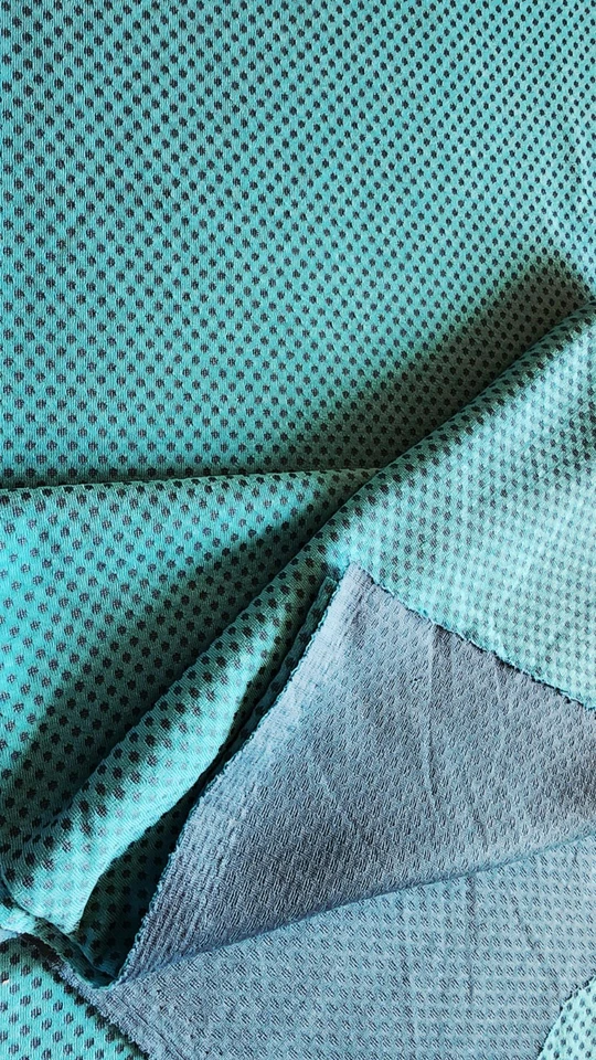 Turquoise Moisture Wicking Performance Knit Stretch Fabric 57"W Snuggly Soft - Image 3 of 4