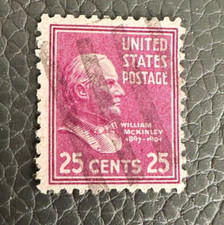 US 25 Cent President William McKinley 1938, Scott #829 Stamp