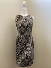 JONES WEAR DRESS SIZE 6 BLACK BROWN SLEEVELESS SHEATH DRESS