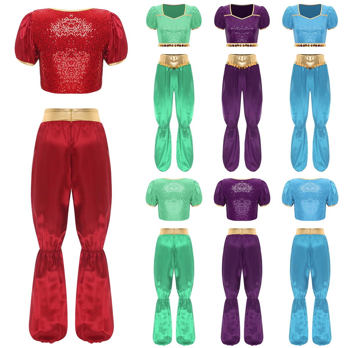 Top corto de mujer de vestir flamenco con pantalones camisa y pantalón de princesa uniforme elegante