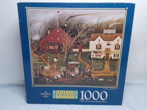 "Milton Bradley ~ Charles Wysocki 1000-teiliges Puzzle ""Lesen und Reiten"""