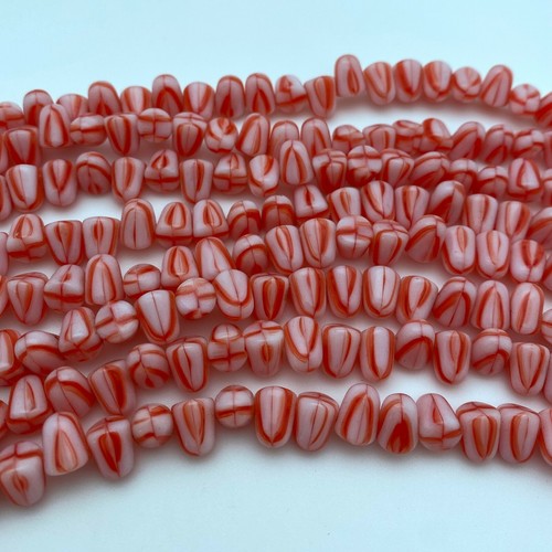 Opaque Orange & White Gumdrop Czech Glass Beads (7x10mm) (SCG70) - Picture 3 of 10