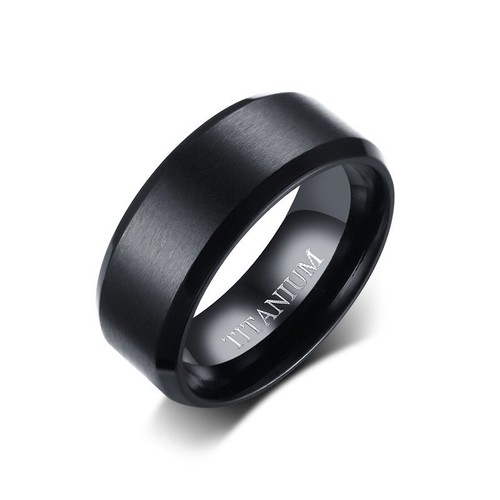 8MM Black Plating Titanium Steel Band Men's Matte Finished Ring Wedding Sz 7-12 - Picture 8 of 8