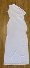 Women’s Bodycon Ribbed Knit Ruched Slit Side Dress Light Purple L