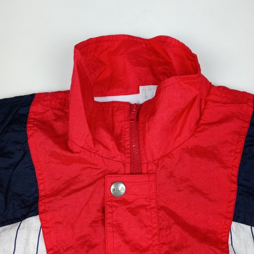 FILA Vintage Lined Windbreaker Jacket Zip Snap Men's Size 36 Red White Blue - Picture 4 of 11
