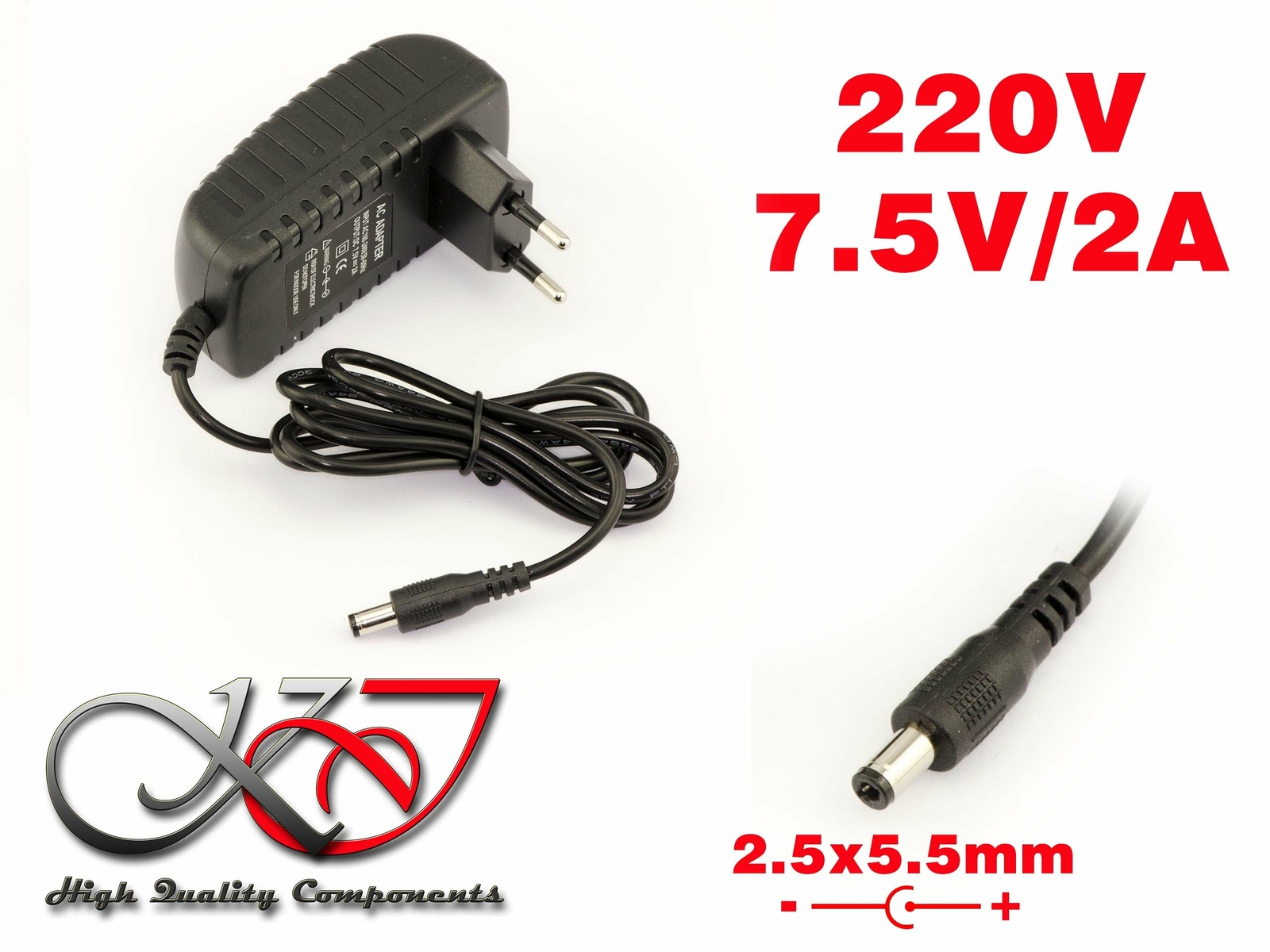 Alimentatore esterno di corrente 220 V - Uscita 7.5 V DC 2 A (m8E)