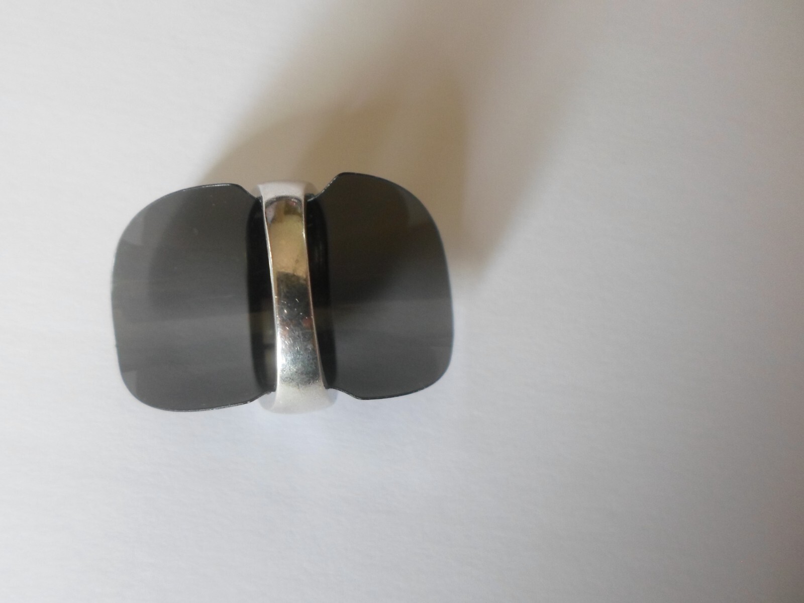 solid silver ring, white and black rectangles, si… - image 5