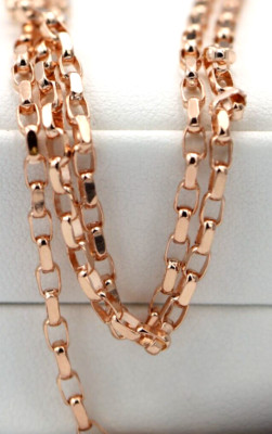 Genuine 9ct Rose Gold Diamond Cut Oval Belcher Chain Necklace 55cm 9.1gFree Post