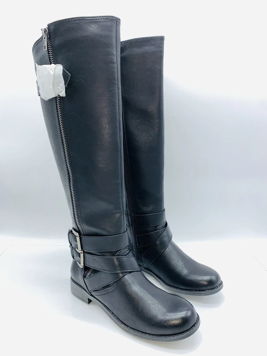 JustFab Women s Zariaa Knee High Boots Black US 6.5W EUR 37 Wide
